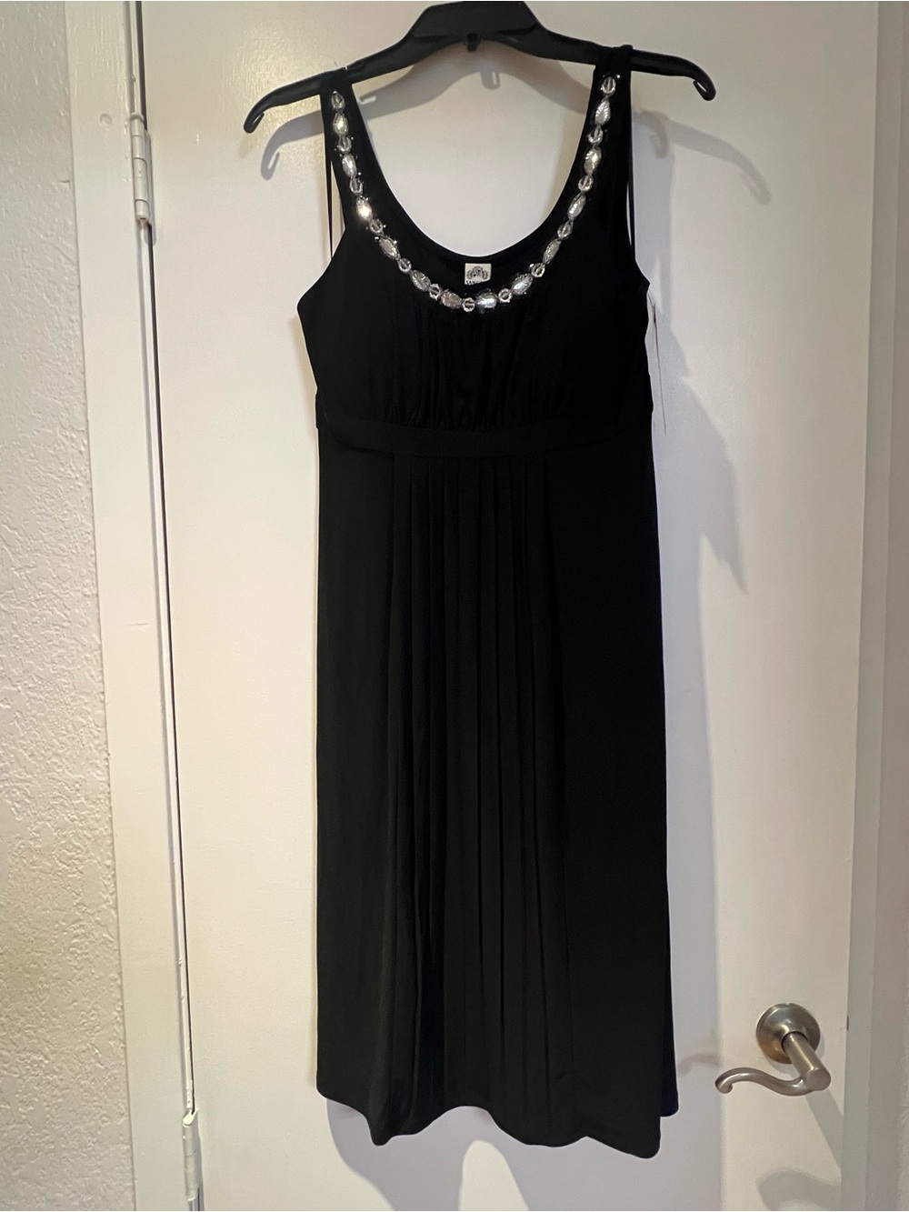 Signature by Sangria Black Jewel-Embellished Sleeveless Dress